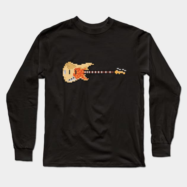 Pixel Worn Blues Bass Guitar Long Sleeve T-Shirt by gkillerb